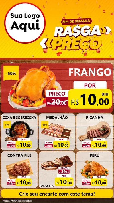 Modelo de Rede Social para Stories com o tema Fim de Semana Rasga Preços para Assados