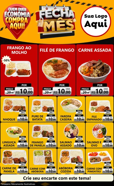 Modelo de Encarte para Encarte Grande com o tema Fecha Mês para Restaurante