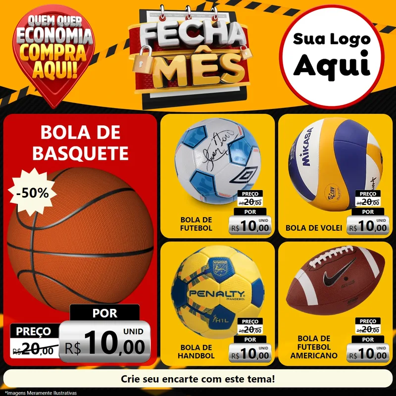 Modelo de Rede Social para Feed Facebook com o tema Fecha Mês para Artigos Esportivos