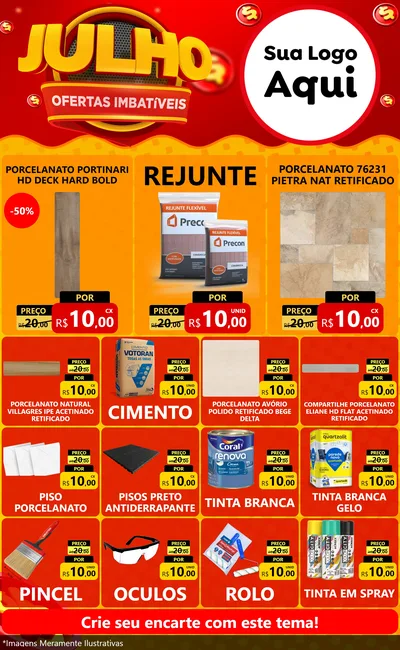 Modelo de Encarte para Encarte Grande com o tema Julho Ofertas Imbatíveis para Pisos e revestimentos