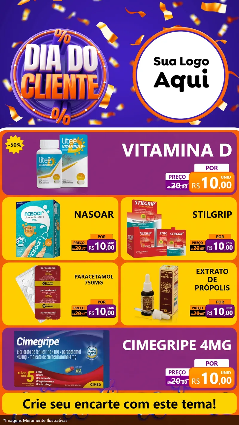 Modelo de TV para TV Vertical com o tema Dia do Cliente para Farmácia