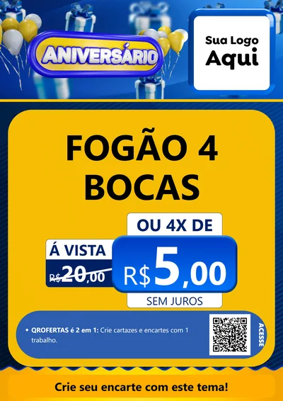 Modelo de Cartaz para Cartaz A4 Vertical com o tema Aniversário para Móveis e Eletro