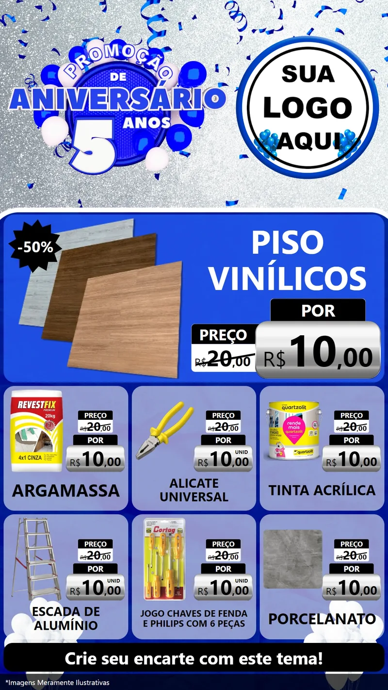 Modelo de Rede Social para Stories com o tema Promoção de Aniversário - 5 Anos para Material para Construção