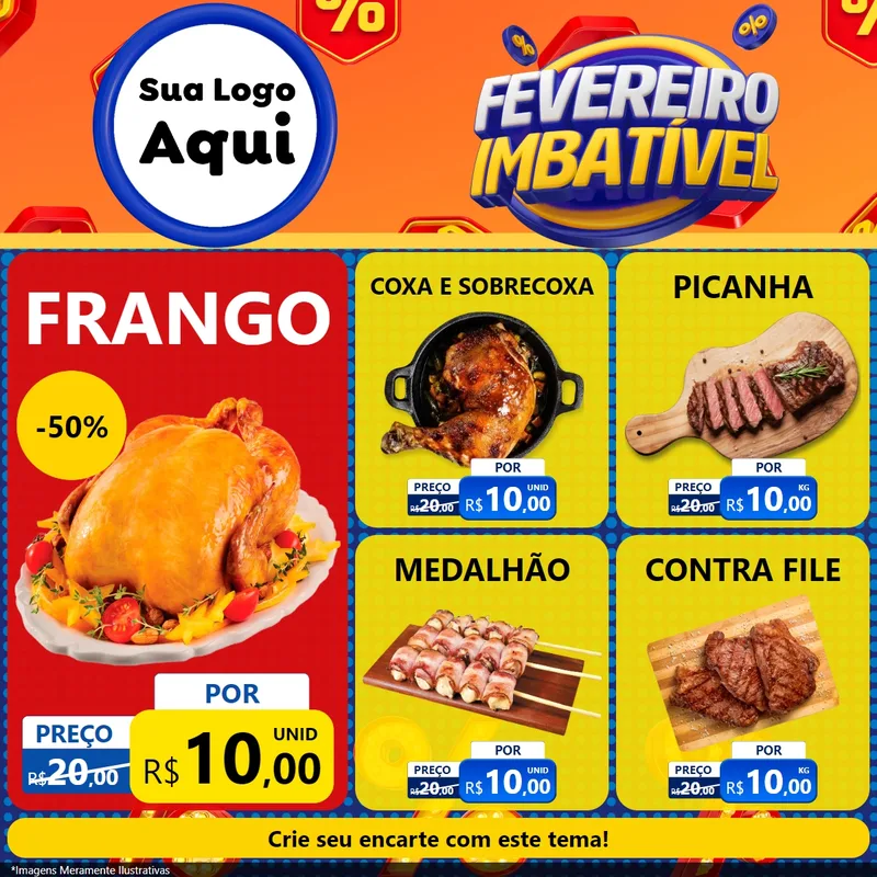 Modelo de Rede Social para Feed Facebook com o tema Fevereiro Imbatível para Assados