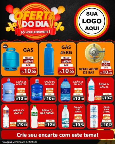 Modelo de Rede Social para Feed Instagram com o tema Oferta do Dia - Só hoje, Aproveite! para Água e gás