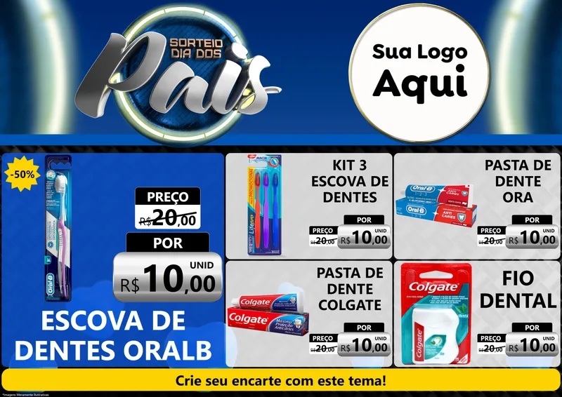 Modelo de Encarte para Encarte A4 Horizontal com o tema Sorteio Dia Dos Pais para Higiene Pessoal