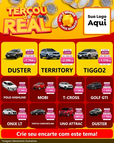 Modelo de Rede Social para Feed Instagram com o tema Terçou do Real para Concessionaria de Carros