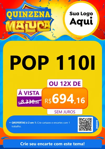 Modelo de Cartaz para Cartaz A4 Vertical com o tema Quinzena Maluca para Concessionaria de Motos
