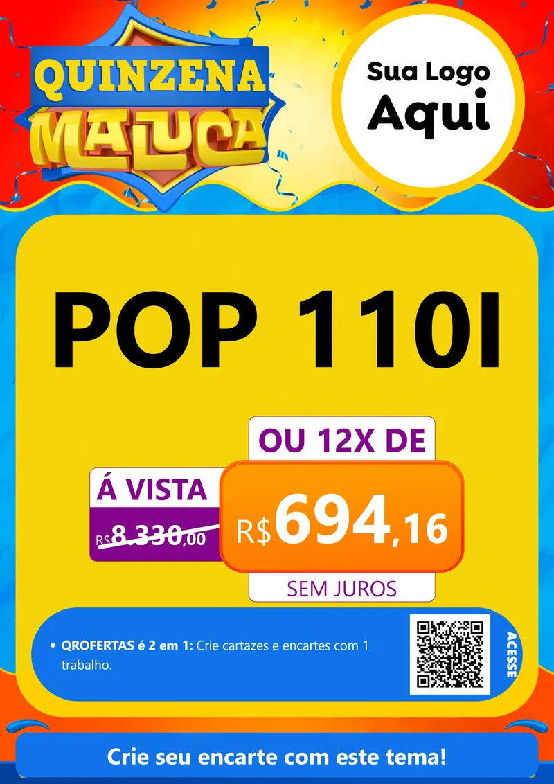 Modelo de Cartaz para Cartaz A4 Vertical com o tema Quinzena Maluca para Concessionaria de Motos