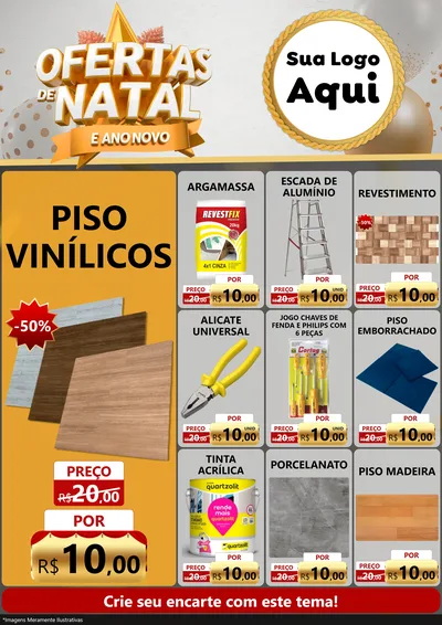 Modelo de Encarte para Encarte A4 Vertical com o tema Ofertas De Natal E Ano Novo para Material para Construção