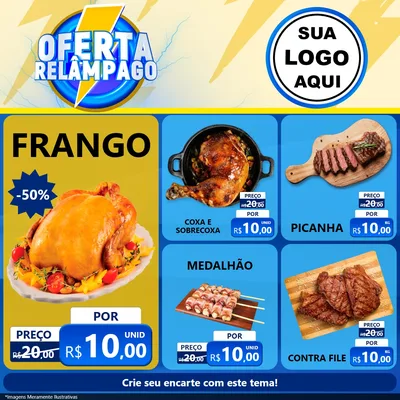 Modelo de Rede Social para Feed Facebook com o tema Oferta Relâmpago para Assados