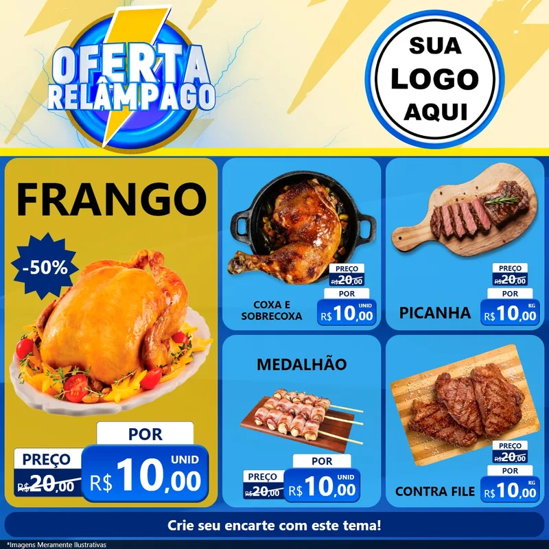 Modelo de Rede Social para Feed Facebook com o tema Oferta Relâmpago para Assados