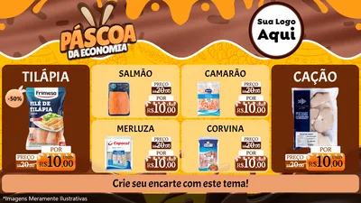 Modelo de TV para TV Horizontal com o tema Páscoa da Economia para Peixaria