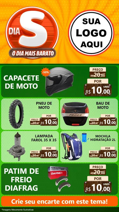 Modelo de TV para TV Vertical com o tema Dia S - O Dia Mais Barato para Moto peças
