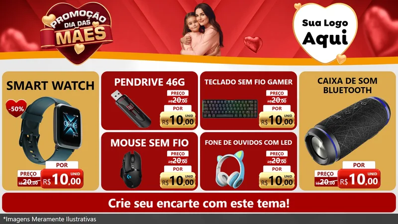 Modelo de TV para TV Horizontal com o tema Promoção Dia das Mães para Informática