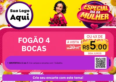 Modelo de Cartaz para Cartaz A4 Horizontal com o tema Especial Dia da Mulher para Móveis e Eletro