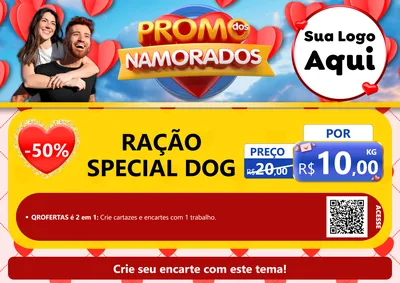 Modelo de Cartaz para Cartaz A4 Horizontal com o tema Promo dos Namorados para Pet Shop