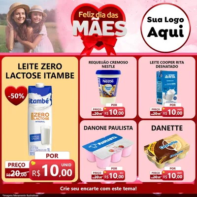 Modelo de Rede Social para Feed Facebook com o tema Feliz Dia Das Mães para Frios e Laticínios