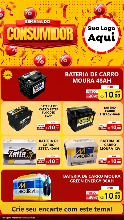 Modelo de TV para TV Vertical com o tema Semana do Consumidor para Baterias Elétricas