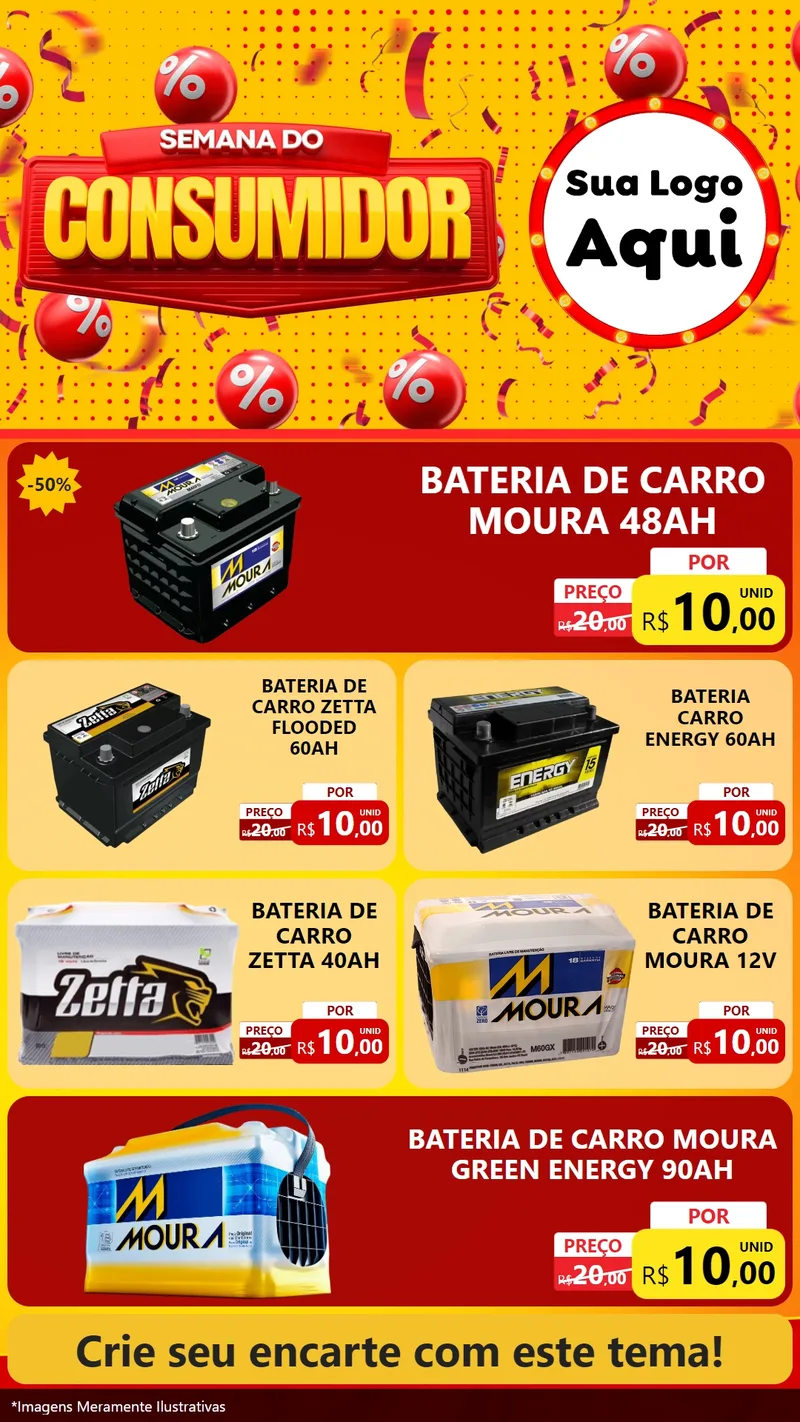 Modelo de TV para TV Vertical com o tema Semana do Consumidor para Baterias Elétricas