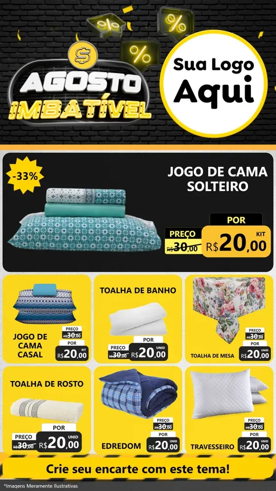Modelo de Rede Social para Stories com o tema Agosto Imbatível para Cama, Mesa e Banho