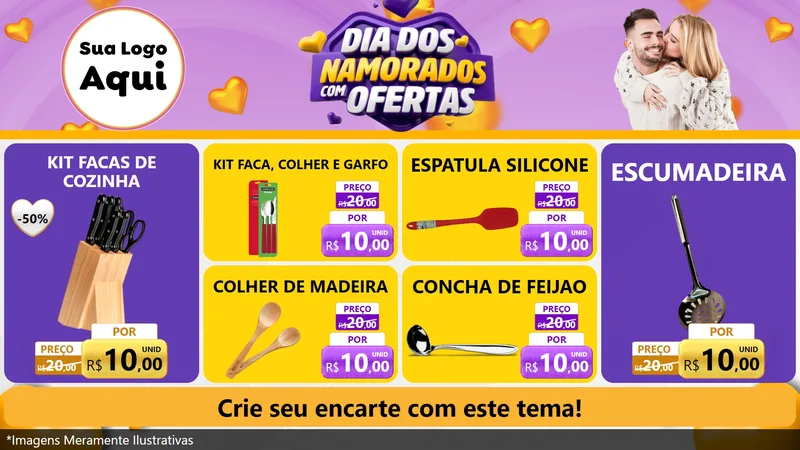 Modelo de TV para TV Horizontal com o tema Dia Dos Namorados Com Ofertas para Utilidades Domésticas