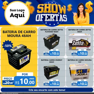 Modelo de Rede Social para Feed Facebook com o tema Show de Ofertas para Baterias Elétricas