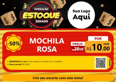Modelo de Cartaz para Cartaz A4 Horizontal com o tema Operação Estoque Zerado para Papelaria