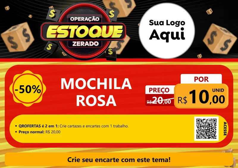Modelo de Cartaz para Cartaz A4 Horizontal com o tema Operação Estoque Zerado para Papelaria