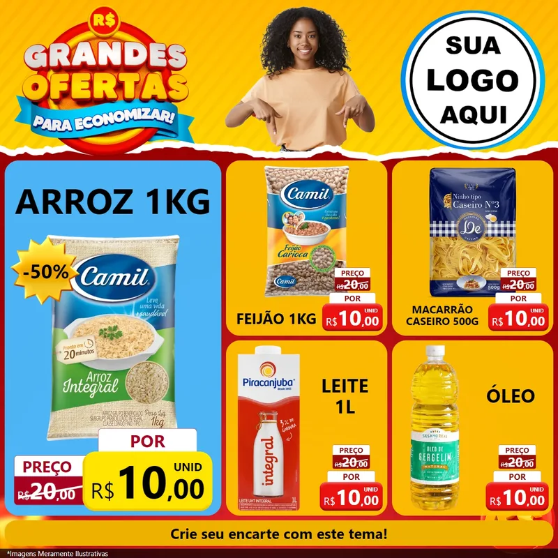 Modelo de Rede Social para Feed Facebook com o tema Grandes Ofertas Para Economizar! para Supermercado