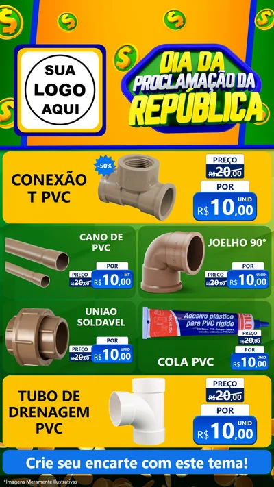 Modelo de TV para TV Vertical com o tema Dia Da Proclamação da República para Tubos e conexões