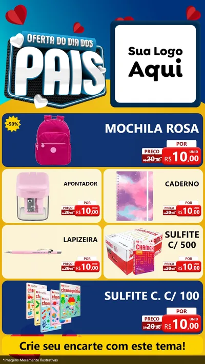 Modelo de TV para TV Vertical com o tema Oferta Do Dia Dos Pais para Papelaria