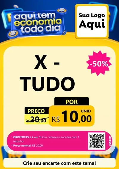 Modelo de Cartaz para Cartaz A4 Vertical com o tema Aqui Tem Economia Todo Dia para Hamburgueria