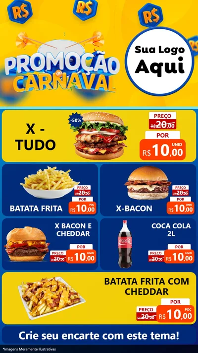Modelo de TV para TV Vertical com o tema Promoção de Carnaval para Hamburgueria