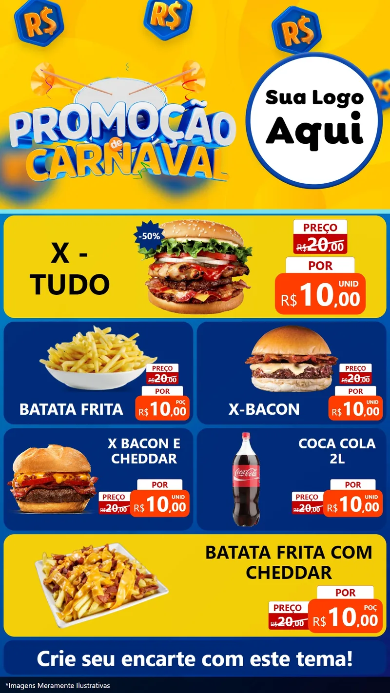 Modelo de TV para TV Vertical com o tema Promoção de Carnaval para Hamburgueria