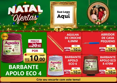 Modelo de Encarte para Encarte A4 Horizontal com o tema Natal de Ofertas para Armarinho e Aviamentos