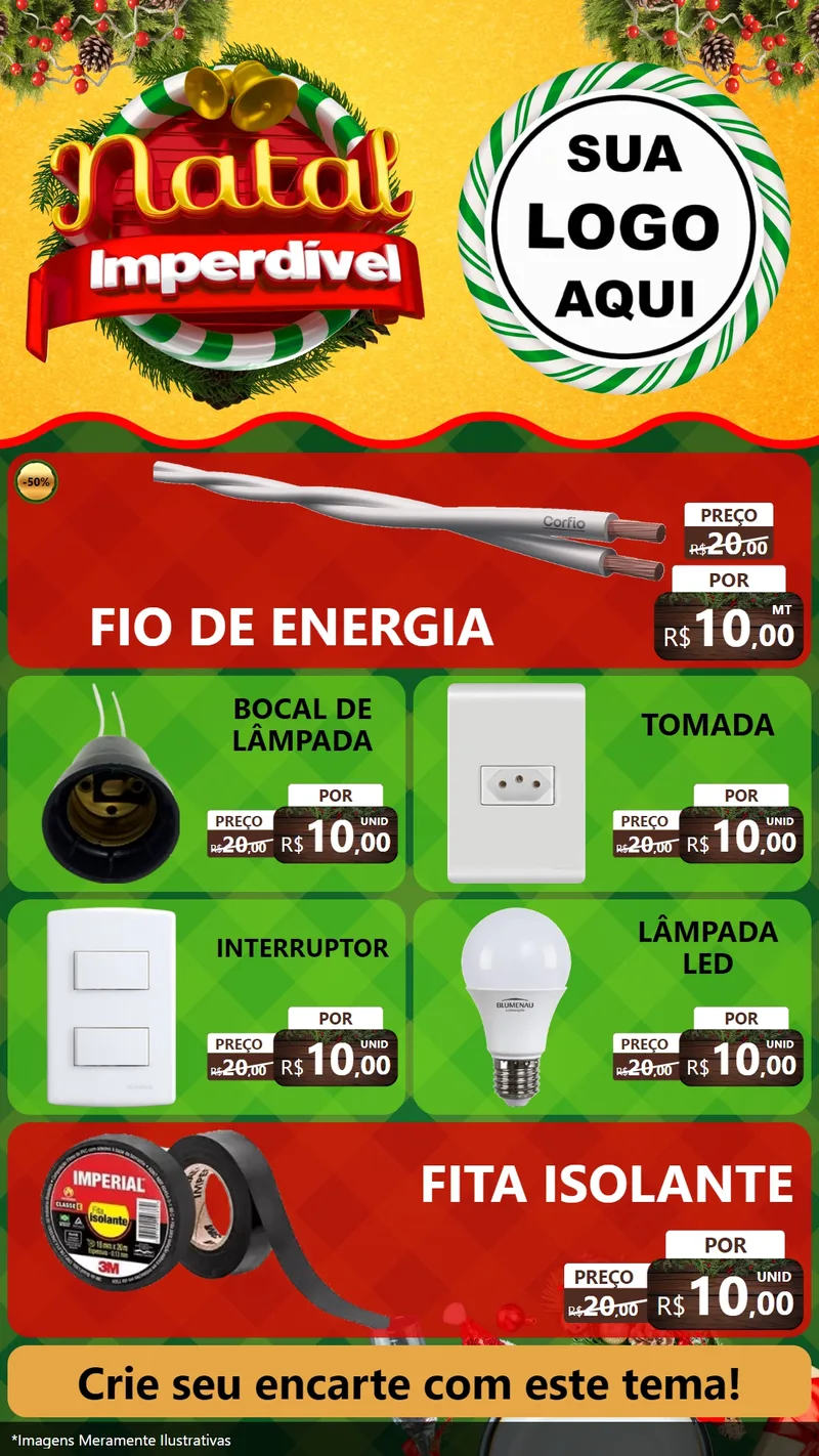 Modelo de TV para TV Vertical com o tema Natal Imperdível para Materiais Elétricos
