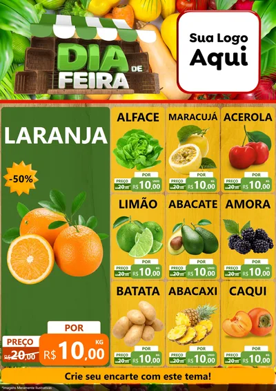 Modelo de Encarte para Encarte A4 Vertical com o tema Dia de Feira para Hortifrúti