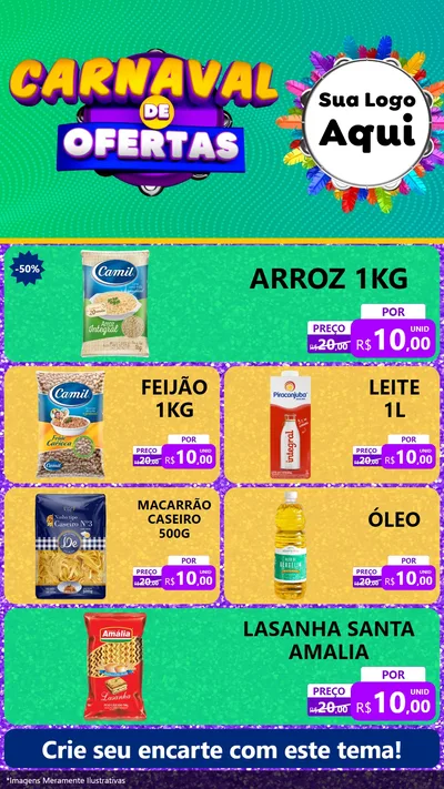Modelo de TV para TV Vertical com o tema Carnaval de Ofertas para Supermercado