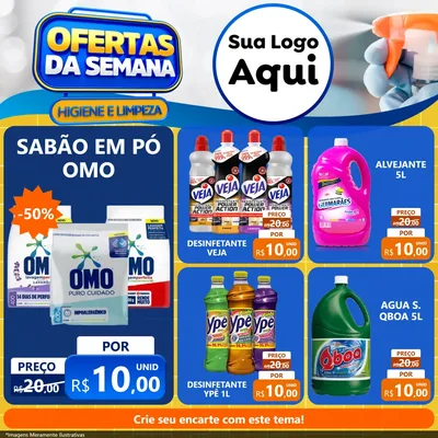 Modelo de Rede Social para Feed Facebook com o tema Ofertas da Semana - Higiene e Limpeza para Produtos de Limpeza