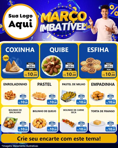 Modelo de Rede Social para Feed Instagram com o tema Março Imbatível para Salgadaria