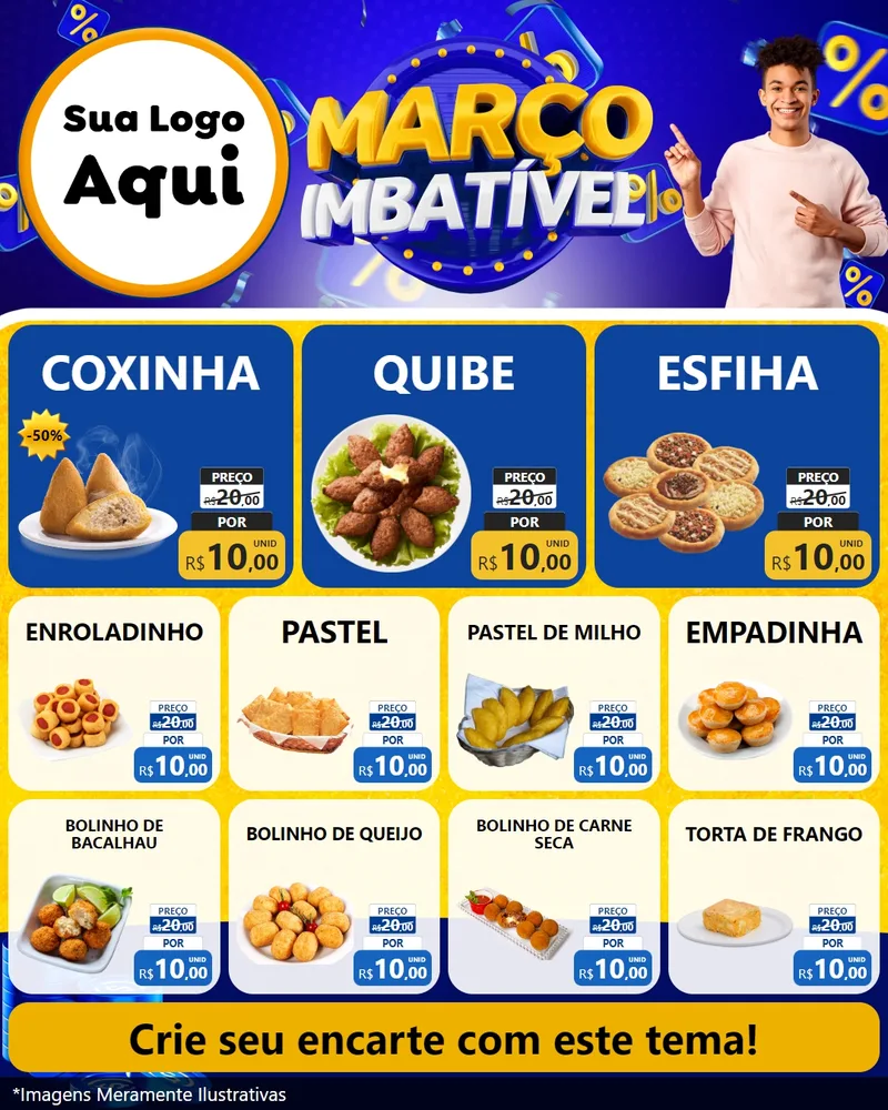 Modelo de Rede Social para Feed Instagram com o tema Março Imbatível para Salgadaria