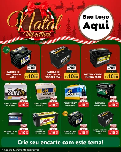 Modelo de Rede Social para Feed Instagram com o tema Natal Imperdível para Baterias Elétricas