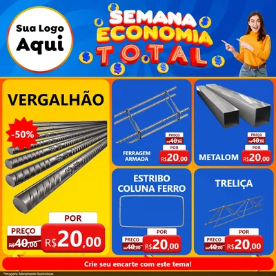 Modelo de Rede Social para Feed Facebook com o tema Semana Economia Total para Ferragens