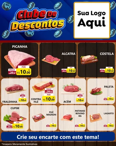 Modelo de Rede Social para Feed Instagram com o tema Clube de Descontos para Açougue