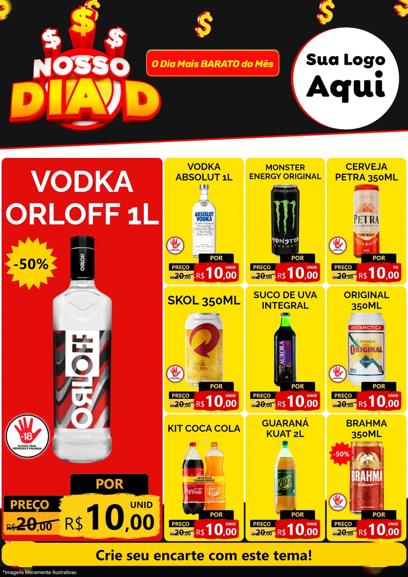 Modelo de Encarte para Encarte A4 Vertical com o tema Nosso Dia D para Distribuidora de bebidas