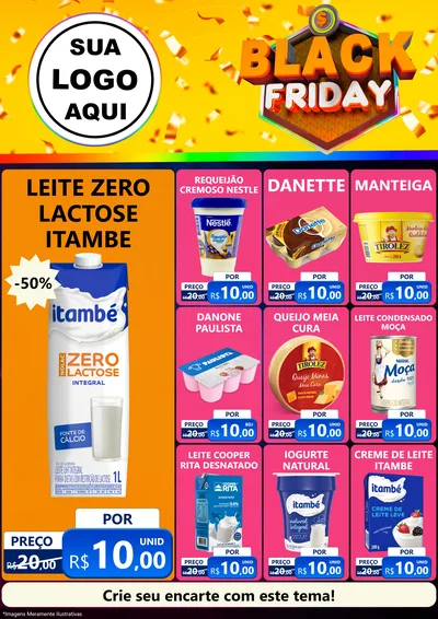 Modelo de Encarte para Encarte A4 Vertical com o tema Black Friday para Frios e Laticínios