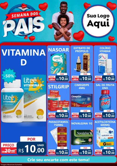 Modelo de Encarte para Encarte A4 Vertical com o tema Semana Dos Pais para Farmácia