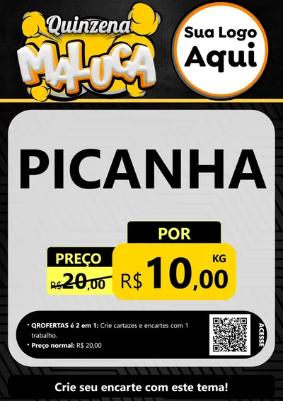 Modelo de Cartaz para Cartaz A4 Vertical com o tema Quinzena Maluca para Açougue