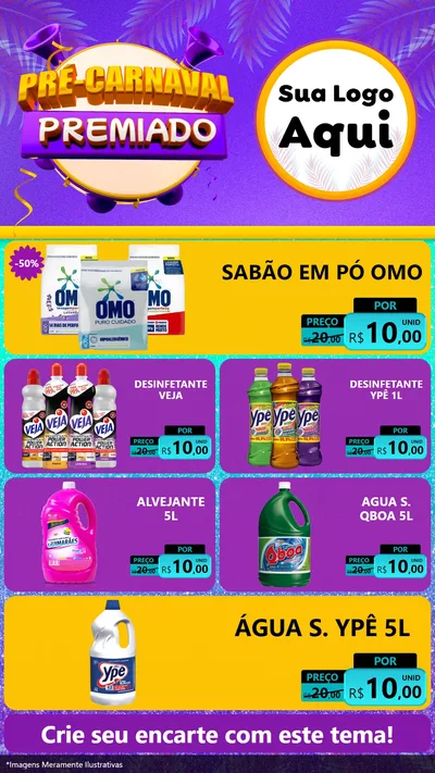 Modelo de TV para TV Vertical com o tema Pré-Carnaval Premiado para Produtos de Limpeza